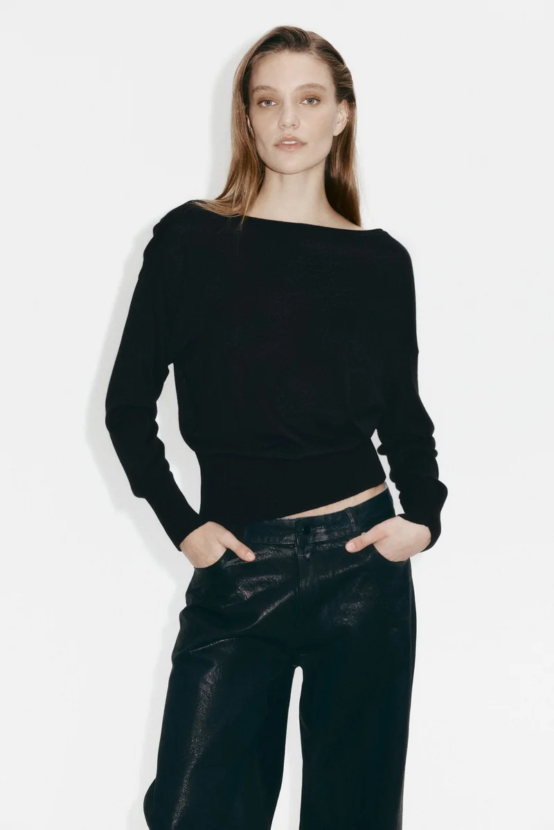 H&M Fine-knit one-shoulder top