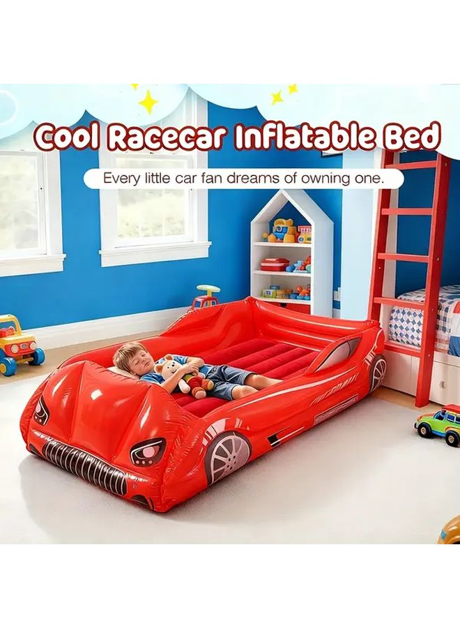 Blue Racecar Inflatable Toddler Travel Bed Portable Air Mattress With Safety Sides Up To 551lb Capacity - Image 1