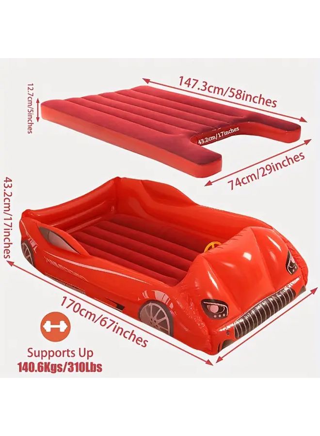 Blue Racecar Inflatable Toddler Travel Bed Portable Air Mattress With Safety Sides Up To 551lb Capacity - Image 3