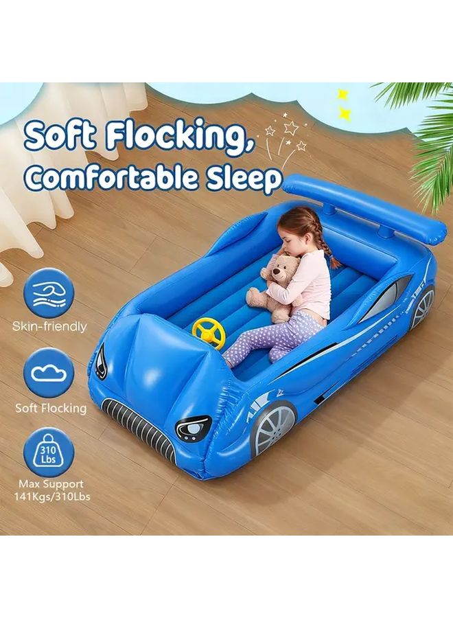 Blue Racecar Inflatable Toddler Travel Bed Portable Air Mattress With Safety Sides Up To 551lb Capacity - Image 5