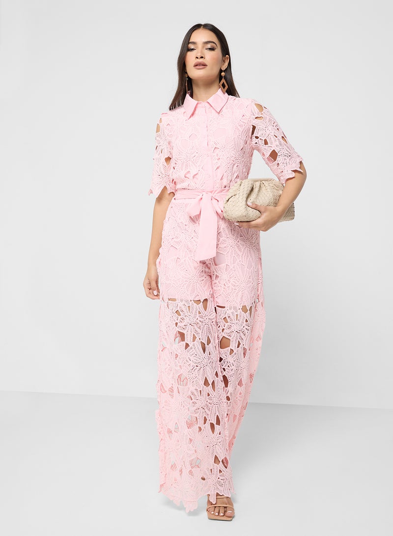 ايلا طقم بلوزة وبنطلون دانتيل - Image 1