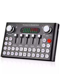 F007C Bluetooth Live Sound Card, Audio DJ Mixer with Multiple Sound Effects for Live Streaming, Music Recording, Online Game, Singing, Support Mobile Phone, iPhone, PC, Laptop, Tablet
