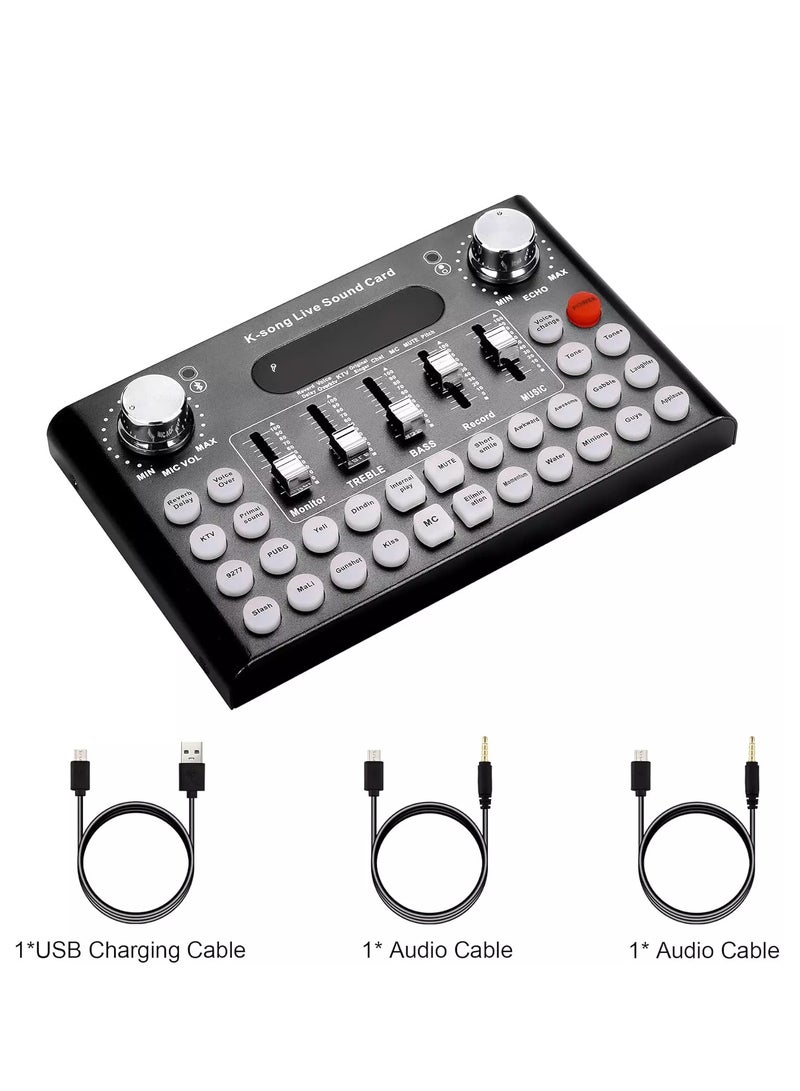 Generic - F007C Bluetooth Live Sound Card, Audio DJ Mixer with Multiple Sound Effects for Live Streaming, Music Recording, Online Game, Singing, Support Mobile Phone, iPhone, PC, Laptop, Tablet - Image 1