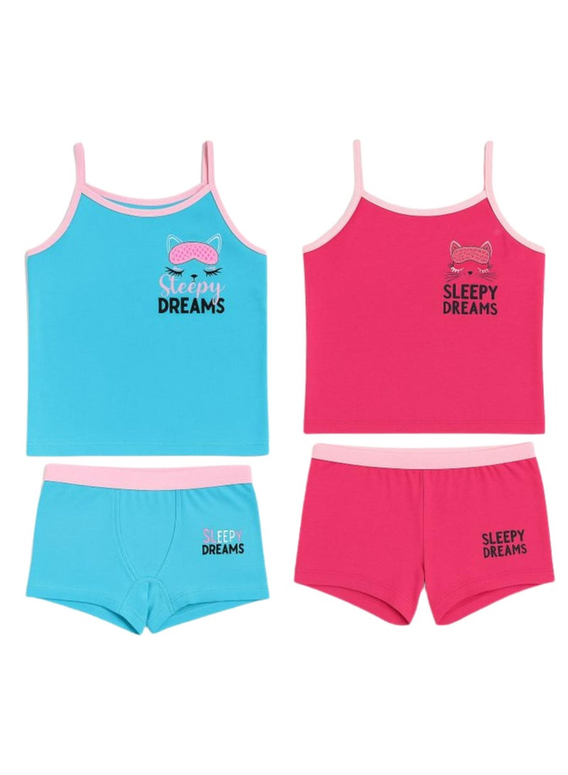 DICE Pack of 2 Cotton Top and Hot Short Panties Underwear for Girls - Image 2