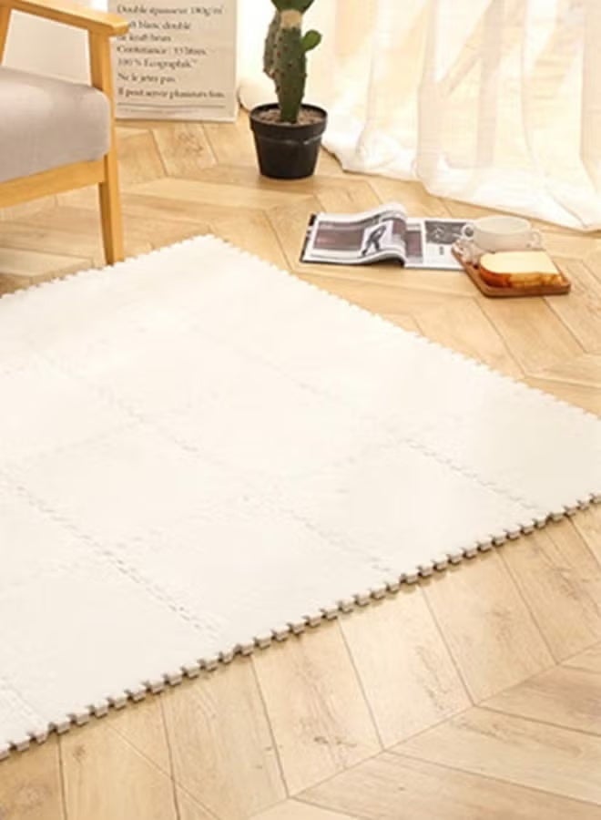 أرضيات إسفنجية، سجادات أرضية إسفنجية للأطفال، سجادات لعب، بكميات كبيرة مع حدود متشابكة، مناسبة لغرف لعب الأطفال، صالات الألعاب الرياضية في رياض الأطفال، لون أبيض - Image 5