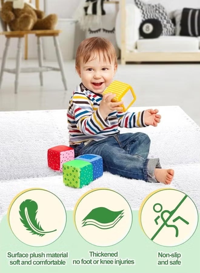 أرضيات إسفنجية، سجادات أرضية إسفنجية للأطفال، سجادات لعب، بكميات كبيرة مع حدود متشابكة، مناسبة لغرف لعب الأطفال، صالات الألعاب الرياضية في رياض الأطفال، لون أبيض - Image 3