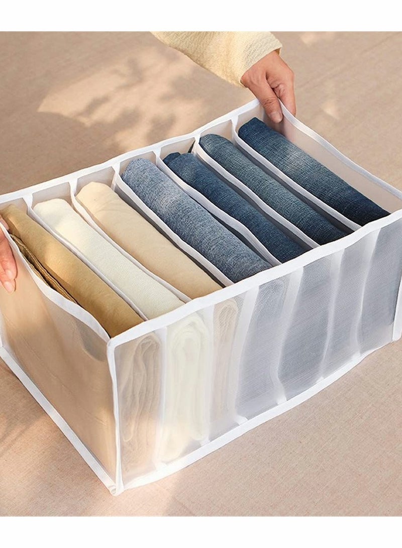 Excefore Folding Drawer Organizers, 7 Grid Compartment Storage Box Closet Clothes Drawer Mesh Separation Box  - Image 5