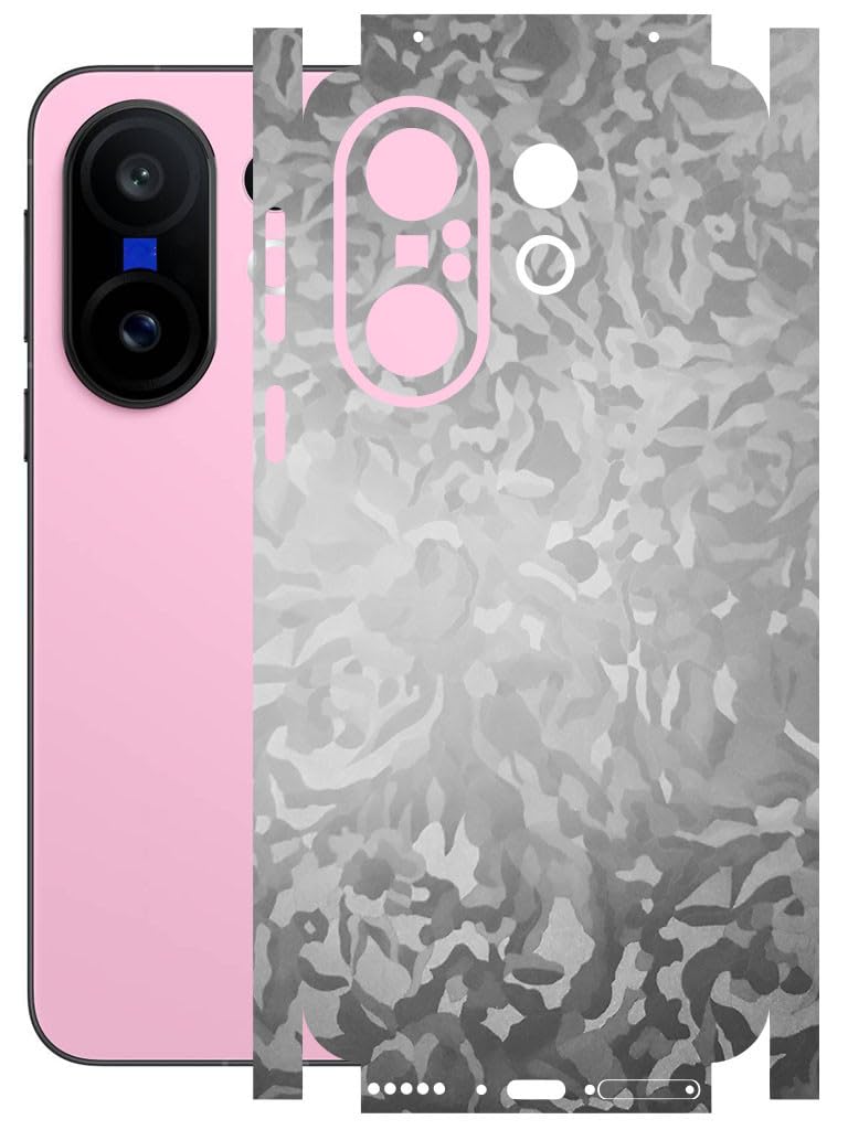 AtOdds Mobile Skin Sticker Wrap | Compatible for VIVO X200 FE (5G) | Scratchproof Matte Finish | Full Coverage for All Sides & Camera Protection (Silver Camo) - Image 1
