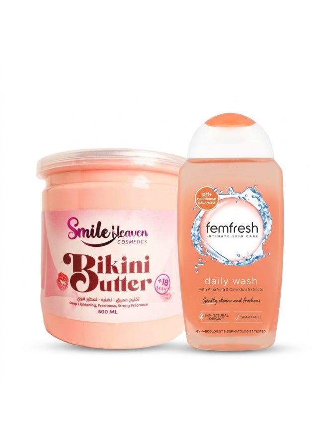 غسول فيم فريش للمناطق الحساسة (250 مل) + زبدة هيفن سمايل لتفتيح البكيني (500 مل) - Image 1