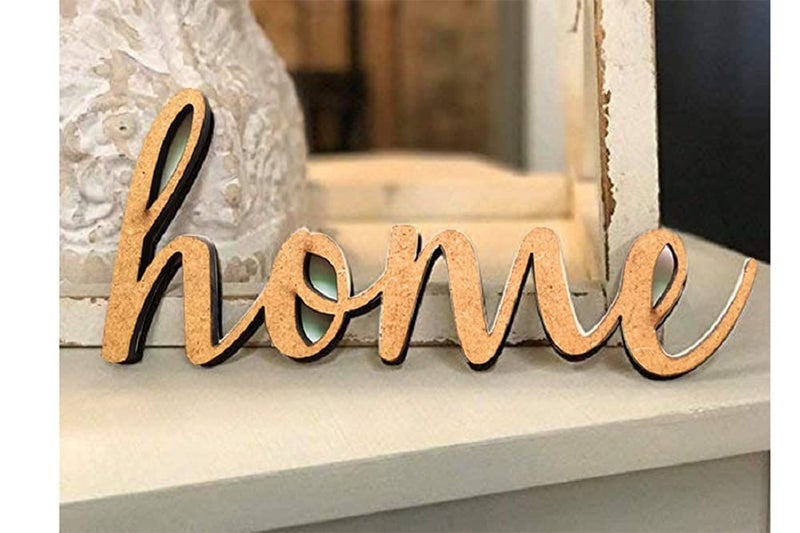 300Sparkles Small HOME Cutout Home Room Party Wall Decoration Wall Art ArtCrafts Cutout Brown 10 x 4 INCH - Image 1