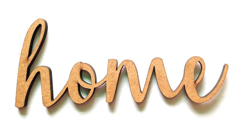 300Sparkles Small HOME Cutout Home Room Party Wall Decoration Wall Art ArtCrafts Cutout Brown 10 x 4 INCH - Image 3