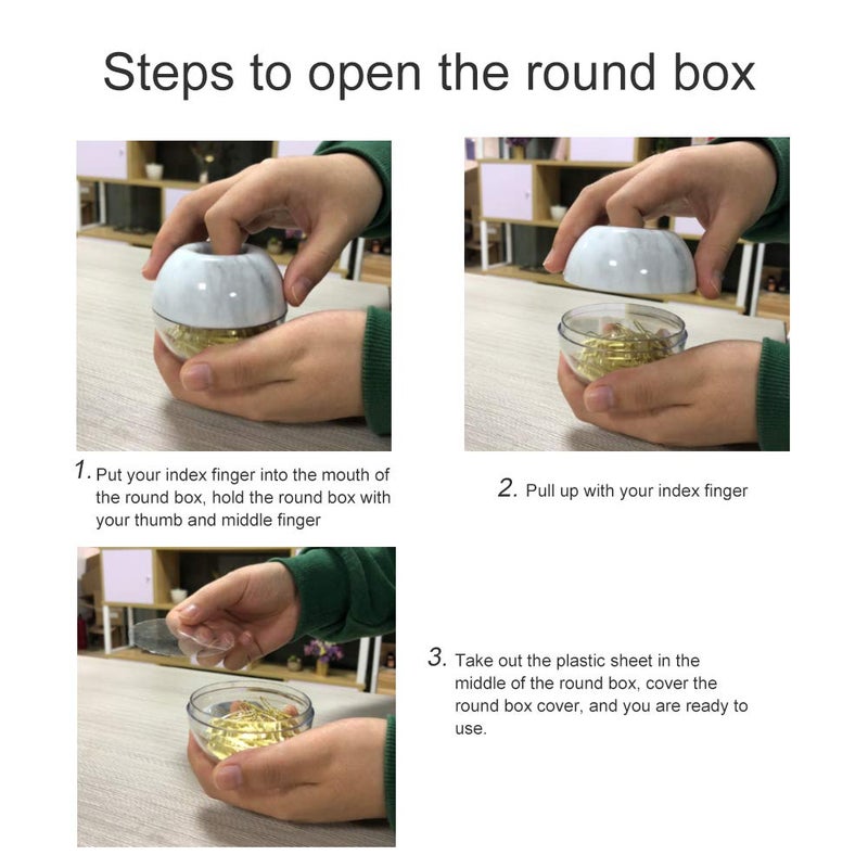 MultiBey Gold Paper Clips in Elegant Magnetic Marble White Clip Holder, 28mm, 100 Clips per Box - Image 4