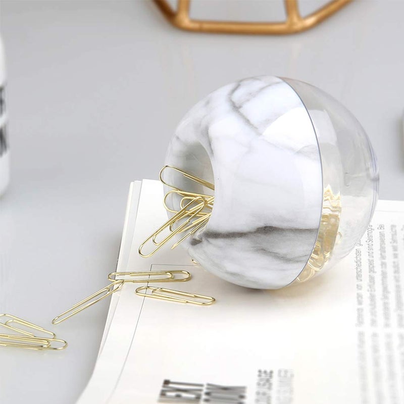MultiBey Gold Paper Clips in Elegant Magnetic Marble White Clip Holder, 28mm, 100 Clips per Box - Image 5