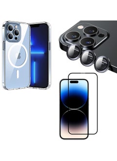 Mi techo Mi Techo Clear Magnet Case TPU and Tempered Glass Screen Protector and Camera Lens Combo For iPhone 15 Pro  - Image 1