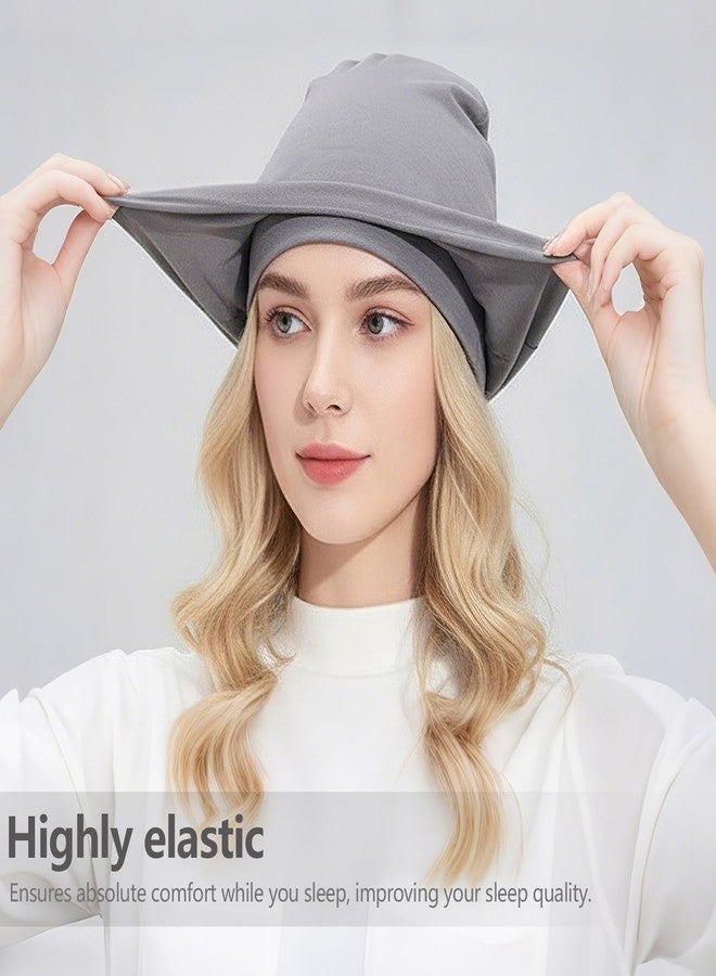 FRESHME Soft Cotton Sleeping Cap - Grey Pressure-Free Block-Out Light Half-face Sleep Hat with Head and Ear Covering Caps for Side Sleeper Friendly and Travel Office Airplane Home Use - Image 2