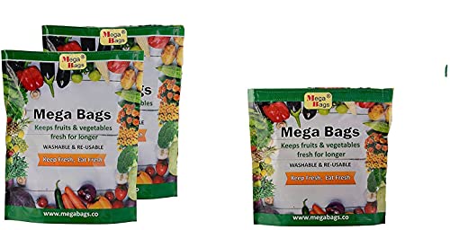 Mega Bags Plastic and Cotton Vegetable Protector Storage Fridge Reusable & Washable Bags (3 Pcs) - Image 1