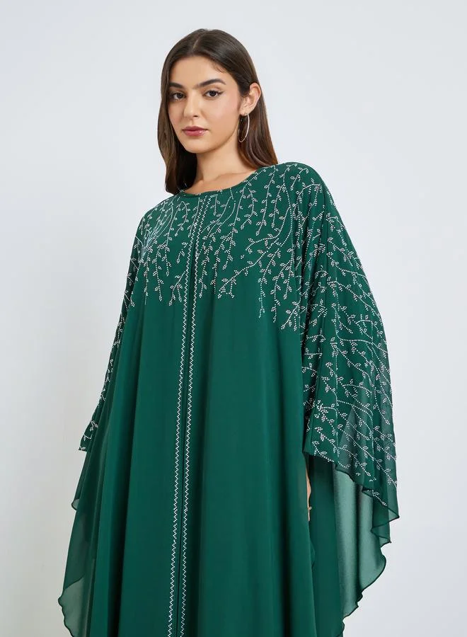 أميرة Green Frill Embellished Jalabiya