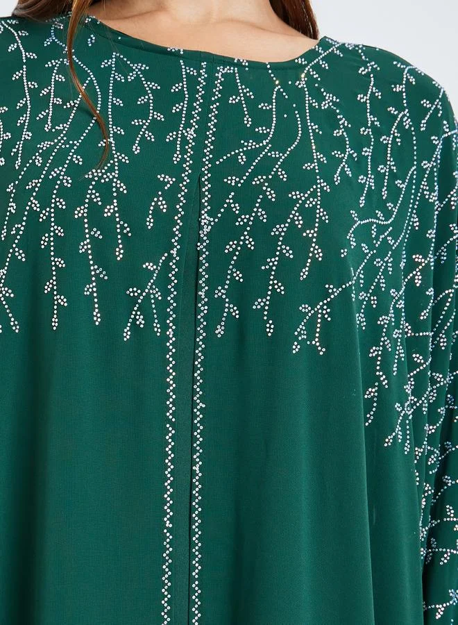 Amirah  Green Frill Embellished Jalabiya for Women | Best Price UAE