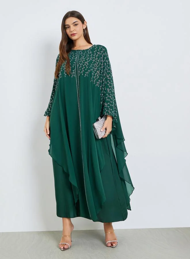 أميرة Green Frill Embellished Jalabiya