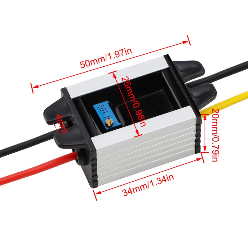 DROK Waterproof DC Buck Converter Voltage Regulator 8-22V to 3-15V 5V 12V 3A Adjustable Output Power Supply Transformer Step-Down Volt Module Board for Car Auto Vehicle Motor Regulated SR - Image 3