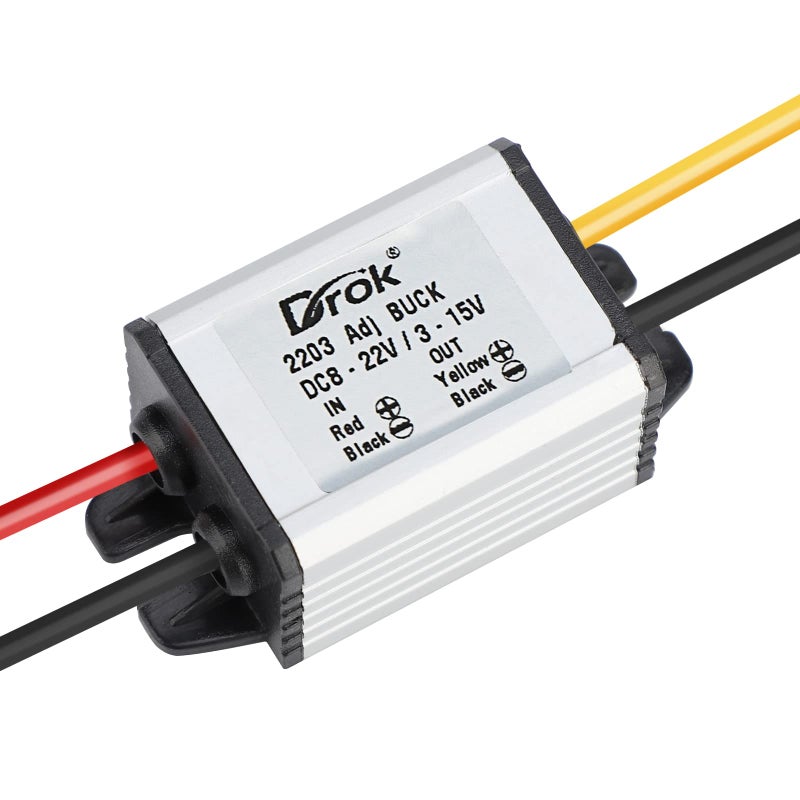 DROK Waterproof DC Buck Converter Voltage Regulator 8-22V to 3-15V 5V 12V 3A Adjustable Output Power Supply Transformer Step-Down Volt Module Board for Car Auto Vehicle Motor Regulated SR - Image 5