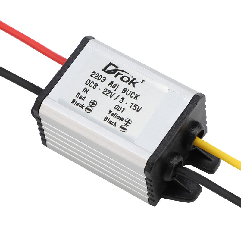 DROK Waterproof DC Buck Converter Voltage Regulator 8-22V to 3-15V 5V 12V 3A Adjustable Output Power Supply Transformer Step-Down Volt Module Board for Car Auto Vehicle Motor Regulated SR - Image 4