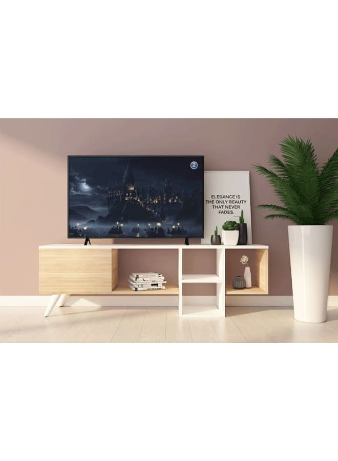 ريترو RA-U33 ترابيزة تلفزيون 30x45x120سم – بيج×أبيض - Image 1