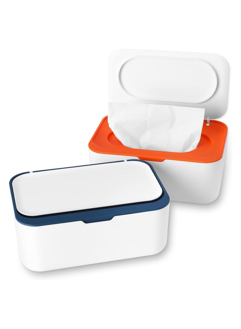 كابتن تيك Wipes Dispenser, Tissue Box Holder Cover, Baby Diaper Wipes Case with Lids, Wipe Holder for Baby & Adult, Wipe Container with Sealing Design, Keeps Wipes Fresh Non-Slip, Easy Open/Close 2Pcs - Image 1