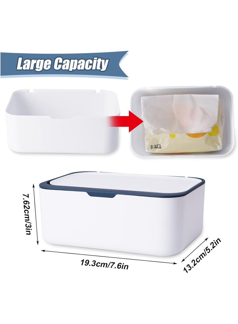 كابتن تيك Wipes Dispenser, Tissue Box Holder Cover, Baby Diaper Wipes Case with Lids, Wipe Holder for Baby & Adult, Wipe Container with Sealing Design, Keeps Wipes Fresh Non-Slip, Easy Open/Close 2Pcs - Image 2