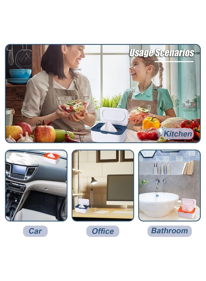 كابتن تيك Wipes Dispenser, Tissue Box Holder Cover, Baby Diaper Wipes Case with Lids, Wipe Holder for Baby & Adult, Wipe Container with Sealing Design, Keeps Wipes Fresh Non-Slip, Easy Open/Close 2Pcs - Image 5