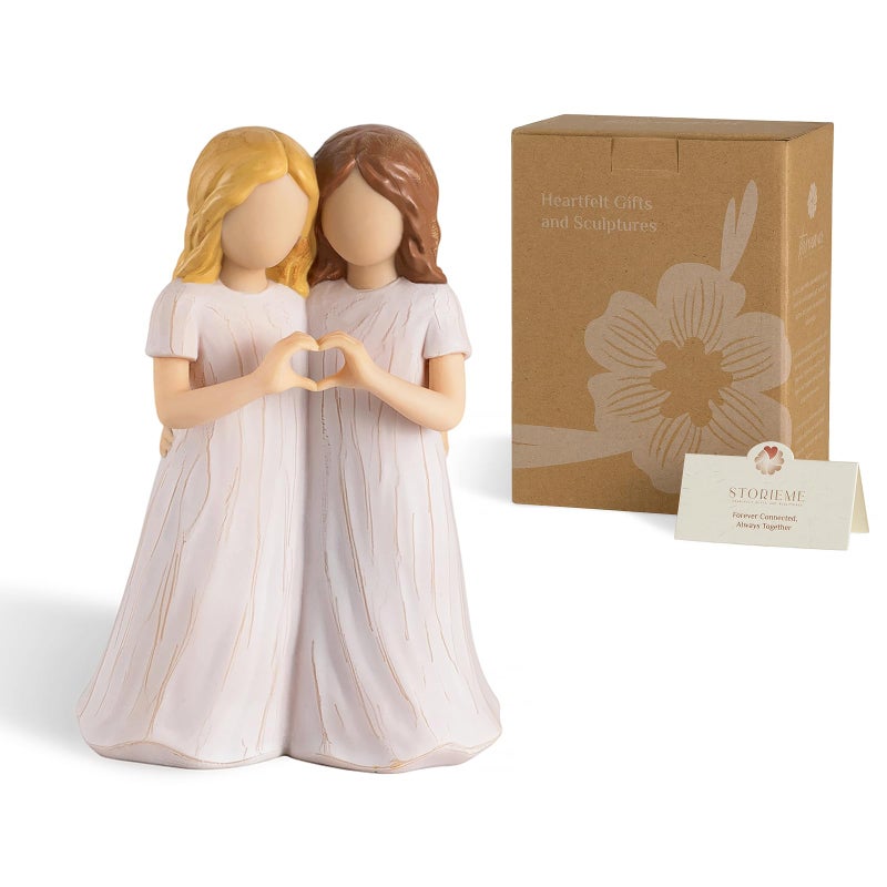 Storieme Sister Birthday Gifts for Women: Two Little Sisters Figurines Statue - Unique Christmas Friendship Present for Best Friend Bestie Female - Image 1