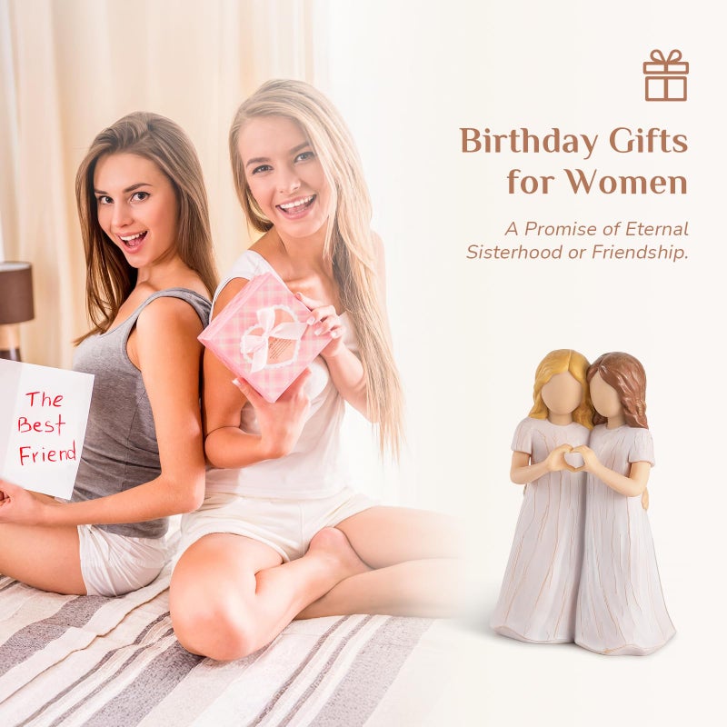 Storieme Sister Birthday Gifts for Women: Two Little Sisters Figurines Statue - Unique Christmas Friendship Present for Best Friend Bestie Female - Image 4