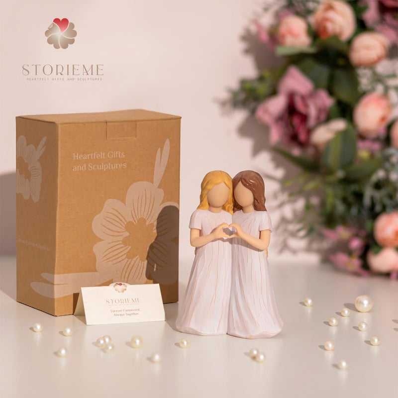 Storieme Sister Birthday Gifts for Women: Two Little Sisters Figurines Statue - Unique Christmas Friendship Present for Best Friend Bestie Female - Image 5