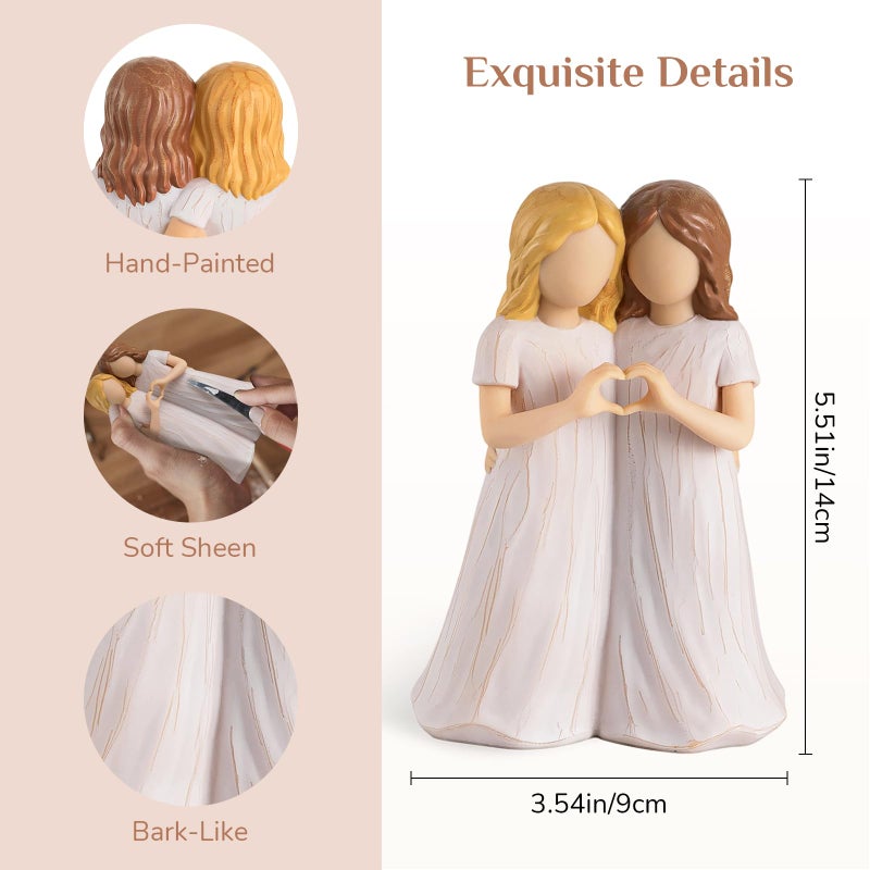 Storieme Sister Birthday Gifts for Women: Two Little Sisters Figurines Statue - Unique Christmas Friendship Present for Best Friend Bestie Female - Image 3