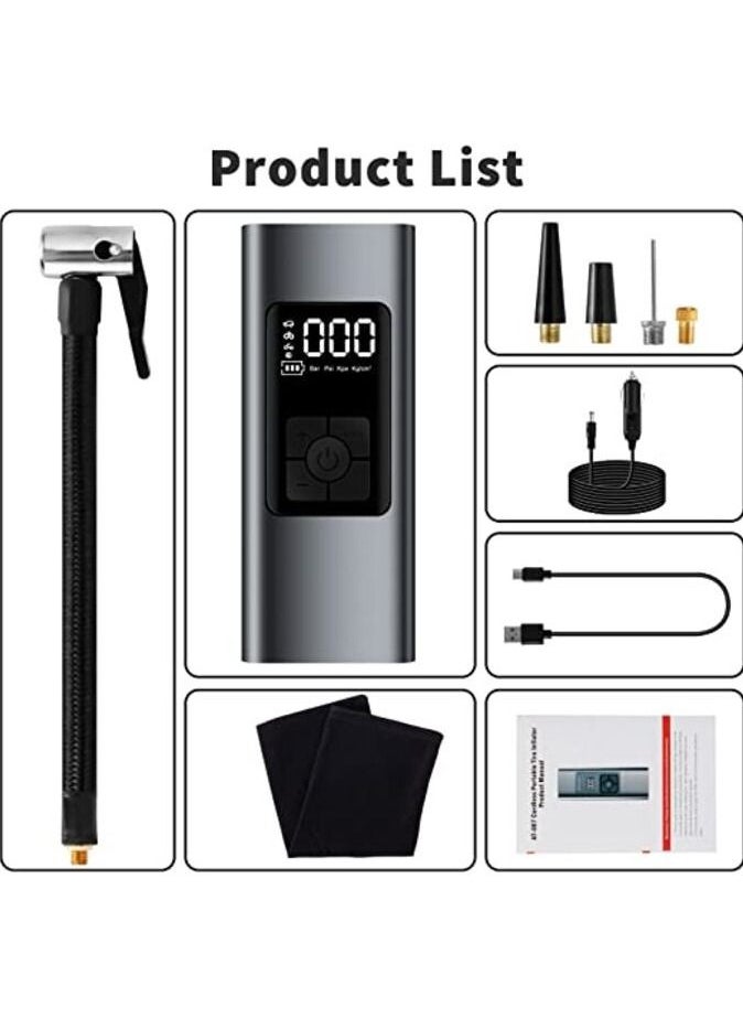 TAWA - Wireless Smart Air Pump Portable Car Air Compressor Tire Inflator Air Pump for Car Bike Tires Electric Tire Inflator Cordless Rechargeable Tire Pump for Car Bike Motorcycle Ball - Image 1