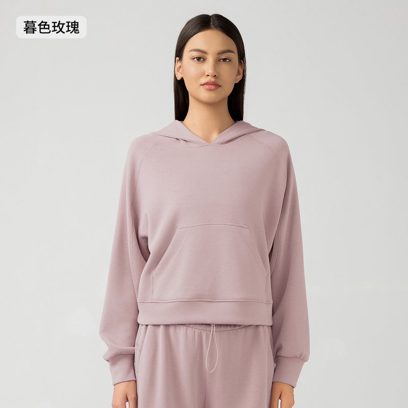 Generic Autumn Winter Hooded Windproof Sweatshirt for Women Twilight rose