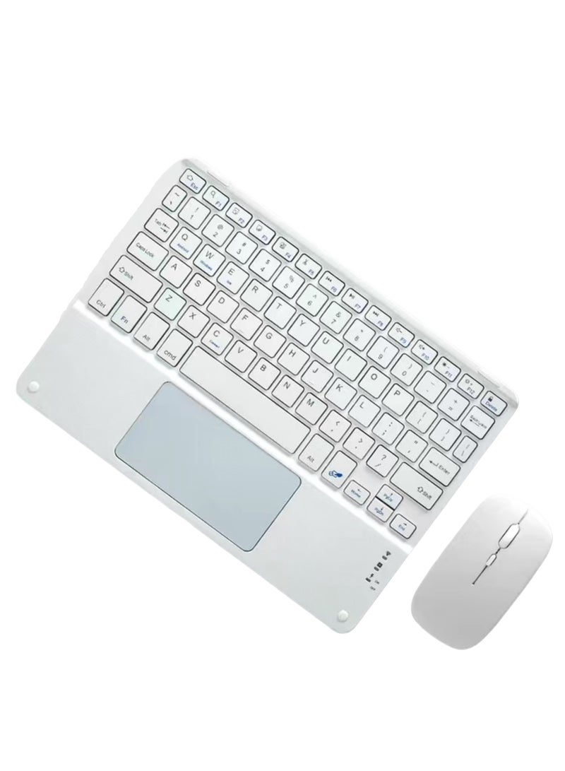 Rock Pow Wireless Bluetooth Keyboard and Mouse Combo with Touchpad 10 inch Portable Rechargeable Slim Keyboard for iPad Pro iPad Air iPad 9.7 iPad 10.2 iPad Mini and Other iOS Android Windows Tablet Computer and Phone Devices Universal - Image 1