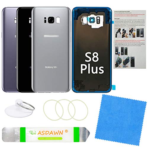 ASDAWN Galaxy S8+ Replacement Back Glass Panel Case with Installation Manual +Pre-Installed Camera Lens +Repair Tools for Samsung Galaxy S8 Plus SM-G955 All Carriers (Arctic Silver) - Image 1