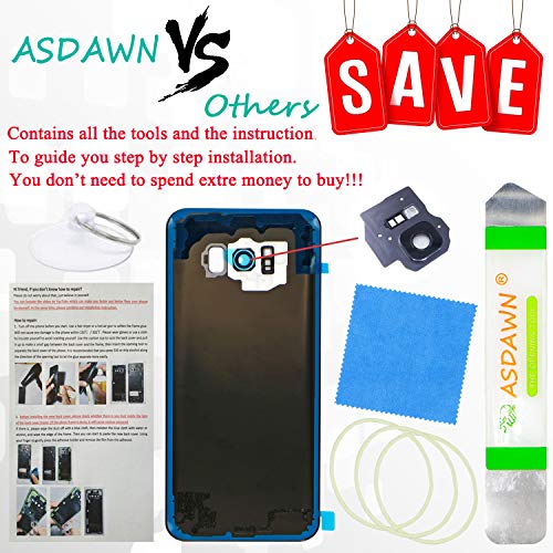 ASDAWN Galaxy S8+ Replacement Back Glass Panel Case with Installation Manual +Pre-Installed Camera Lens +Repair Tools for Samsung Galaxy S8 Plus SM-G955 All Carriers (Arctic Silver) - Image 2
