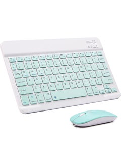 ELTERAZONE Ultra-Slim Bluetooth Keyboard and Mouse Combo Rechargeable Portable Wireless Keyboard Mouse Set for Apple iPad iPhone iOS 13 and Above Samsung Tablet Phone Smartphone Android Windows(Green)