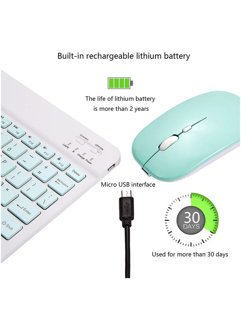 ELTRAZONE - ELTERAZONE Ultra-Slim Bluetooth Keyboard and Mouse Combo Rechargeable Portable Wireless Keyboard Mouse Set for Apple iPad iPhone iOS 13 and Above Samsung Tablet Phone Smartphone Android Windows(Green) - Image 1