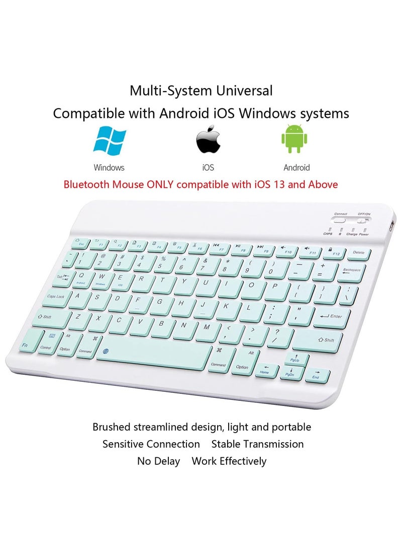 ELTRAZONE - ELTERAZONE Ultra-Slim Bluetooth Keyboard and Mouse Combo Rechargeable Portable Wireless Keyboard Mouse Set for Apple iPad iPhone iOS 13 and Above Samsung Tablet Phone Smartphone Android Windows(Green) - Image 1