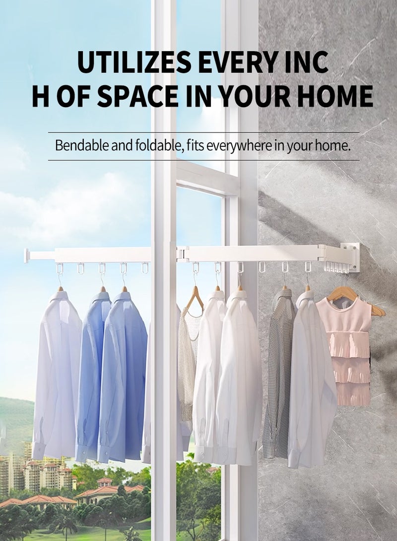 BEIRUI Telescopic Drying Rack, Foldable Aluminium Drying Rack, Wall Mounted Drying Rack, Rotatable Retractable 3-Part Non-Slip Clothes Rack 120.5cm x 9cm - Image 2