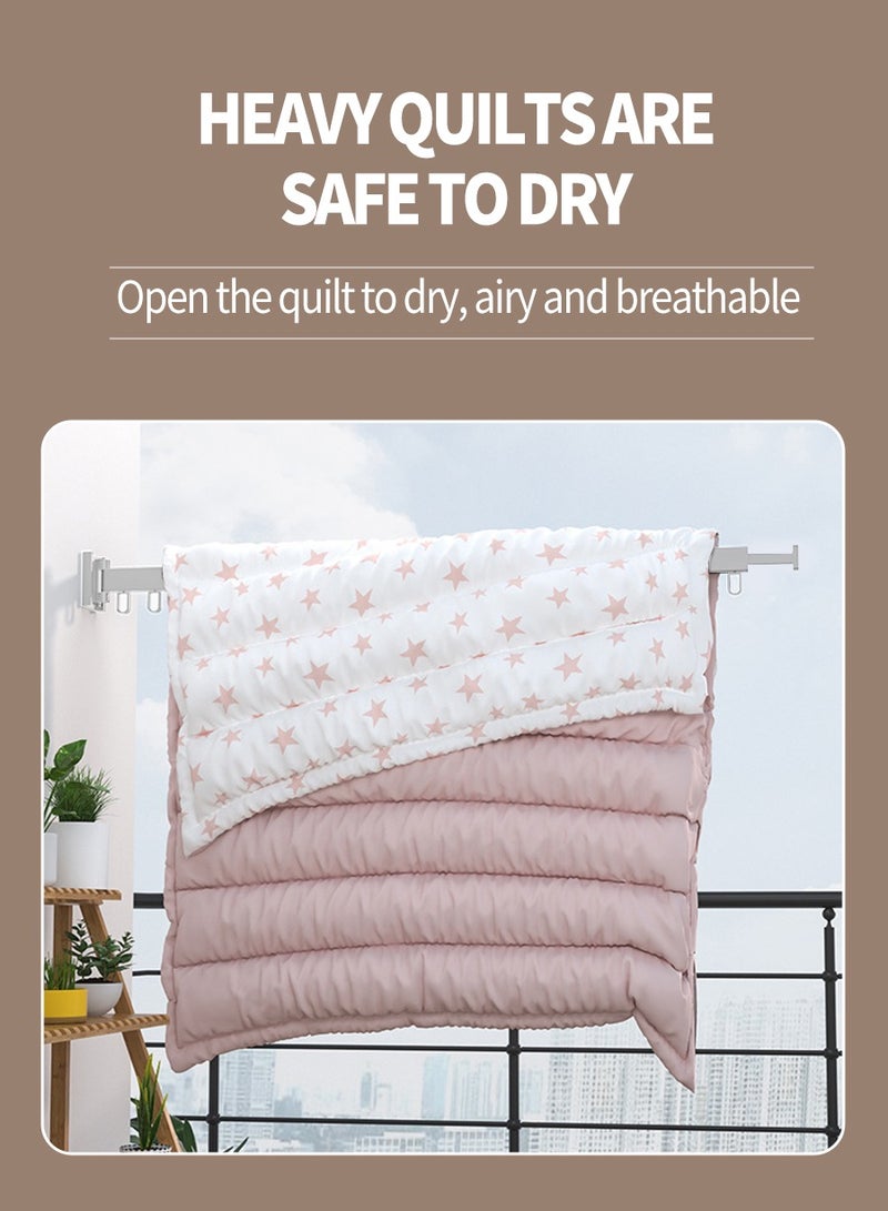 BEIRUI Telescopic Drying Rack, Foldable Aluminium Drying Rack, Wall Mounted Drying Rack, Rotatable Retractable 3-Part Non-Slip Clothes Rack 120.5cm x 9cm - Image 5