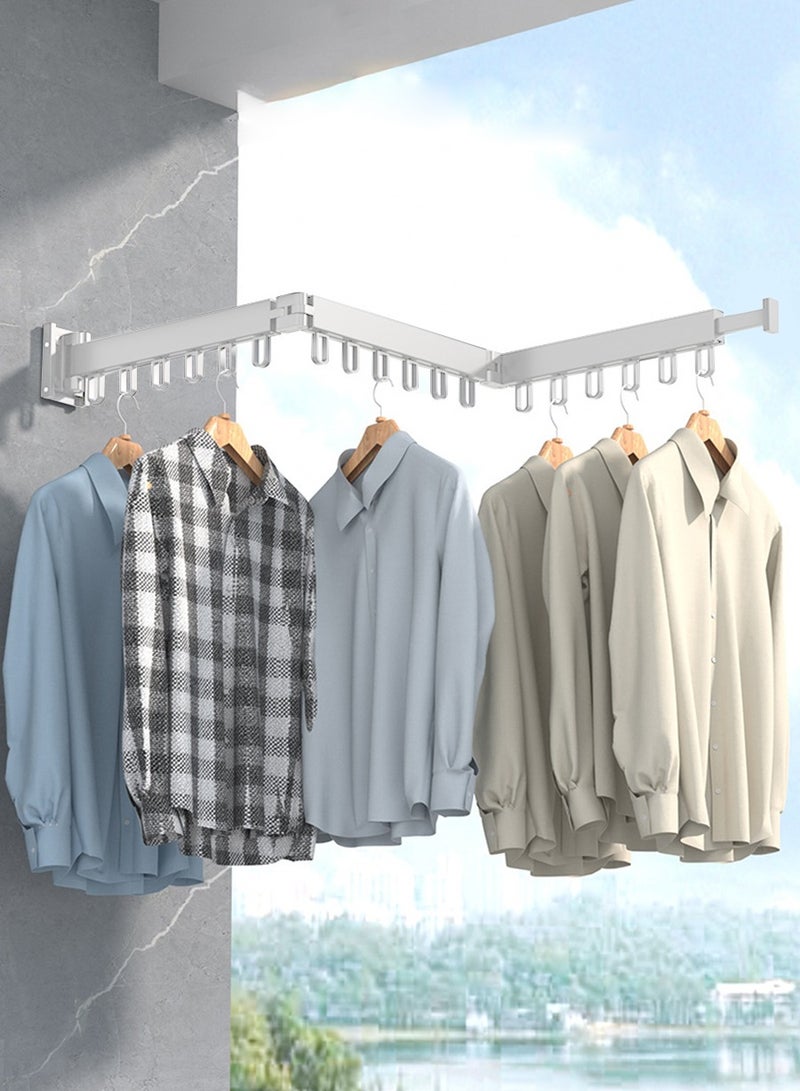 BEIRUI Telescopic Drying Rack, Foldable Aluminium Drying Rack, Wall Mounted Drying Rack, Rotatable Retractable 3-Part Non-Slip Clothes Rack 120.5cm x 9cm - Image 1