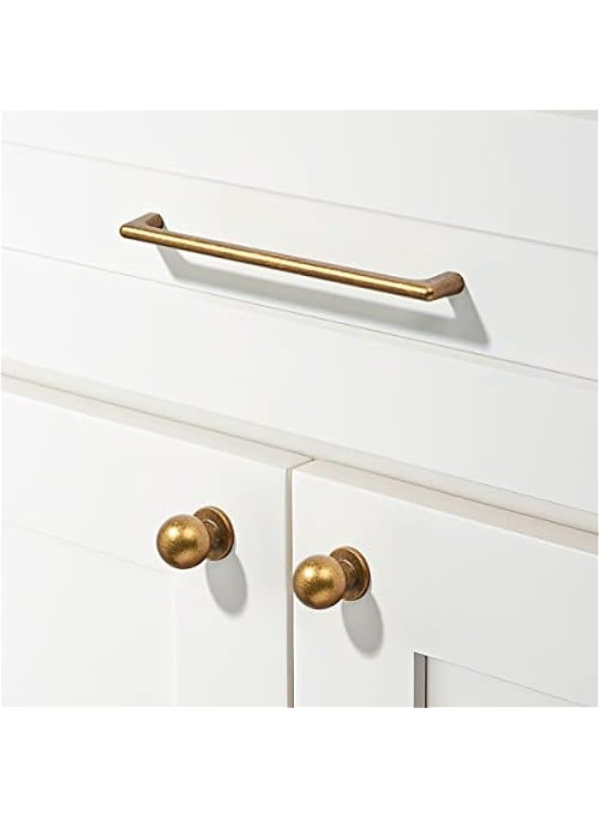 Antique Brass Cabinet Knobs, 2-Pack Vintage Dresser Ball Kitchen Hardware. - Image 3