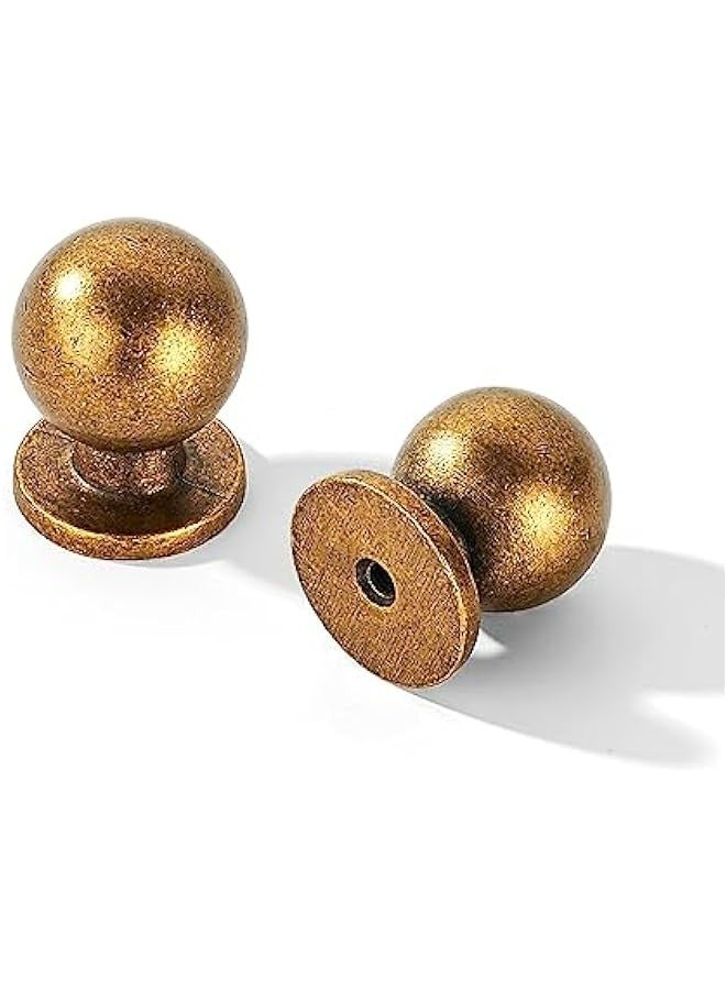 Antique Brass Cabinet Knobs, 2-Pack Vintage Dresser Ball Kitchen Hardware. - Image 1