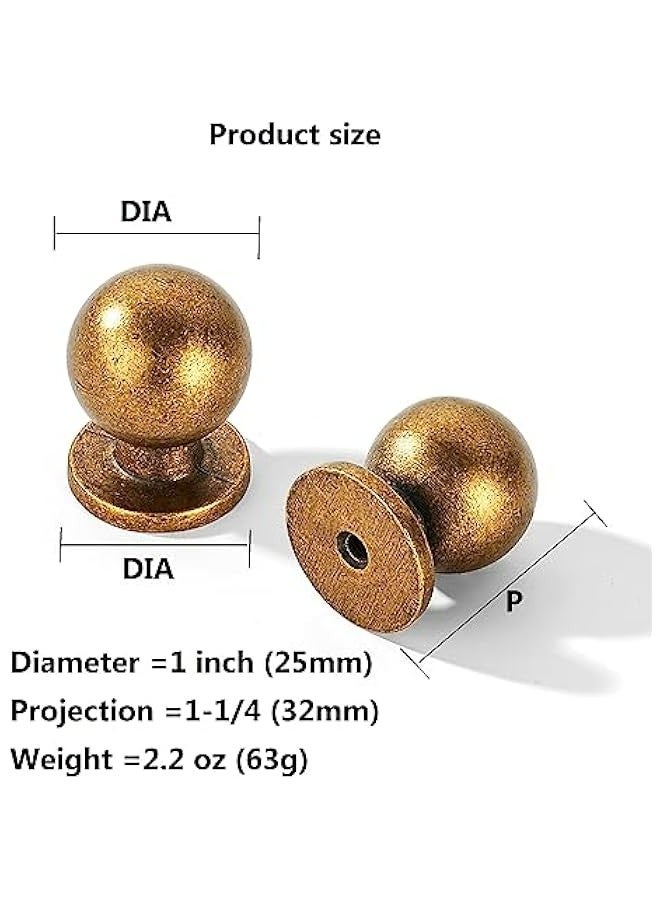 Antique Brass Cabinet Knobs, 2-Pack Vintage Dresser Ball Kitchen Hardware. - Image 2
