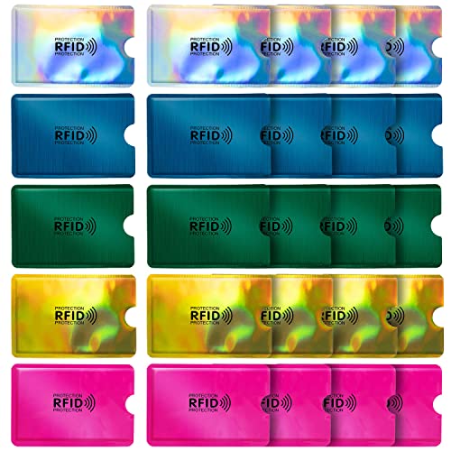 RAYNAG 25 Pack RFID Blocking Sleeves for Credit Card ID Card Holders Identity Protection Aluminum Foil Covers, Fits Wallet/Purse Slot Perfectly - Image 1