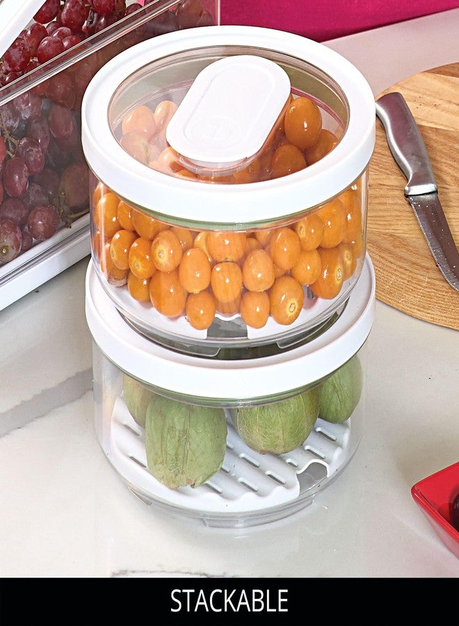 إنترديزاين صندوق تخزين صغير دائري للثلاجة من iDesign مع صينية تصريف قابلة للإزالة وغطاء - طقم من 4 قطع - شفاف - Image 4